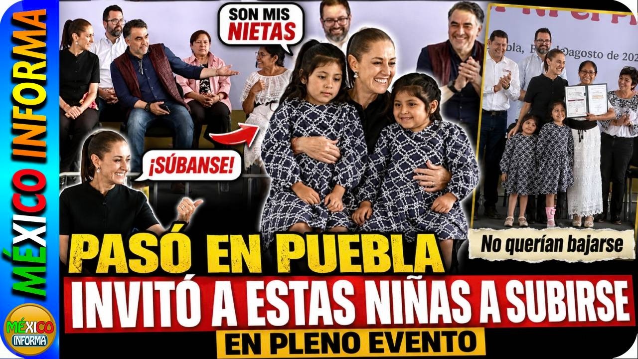 PASÓ EN PUEBLA:LA PRESIDENTA SUBIÓ A ESTAS NIÑAS EN PLENO EVENTO. SE LA PASARON CON ELLA PLATICANDO