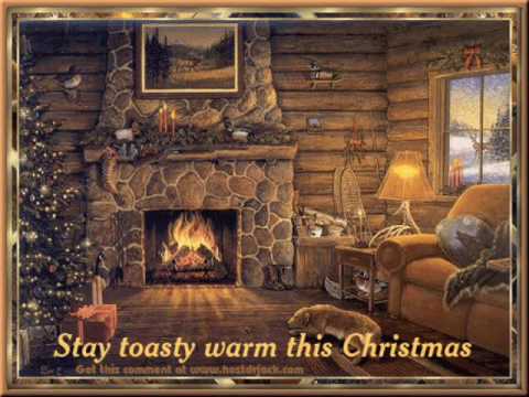 The Christmas Song-Nat King Cole with a cozy log cabin & fireplace to keep you warm