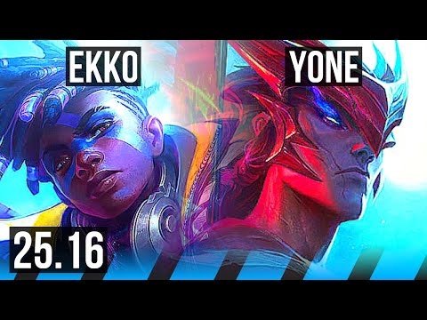 EKKO vs YONE (MID) | 7/1/5, Godlike, 500+ games | KR Master | 25.16