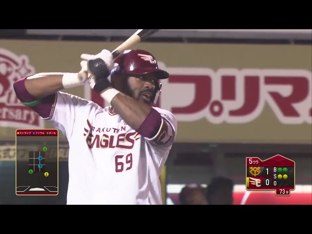 【5回裏】イーグルス・ブラッシュの左中間への17号ソロで同点に追い付く!! 2019/6/4 E-G