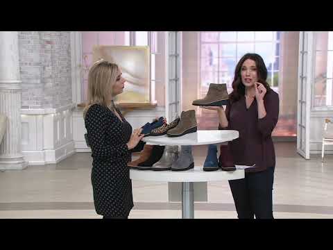 Clarks Collection Suede Ankle Boots with Bow - Sharon Salon on QVC