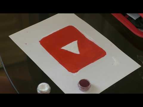 кнопка YouTube нарисованная. рисуем кнопку красками.