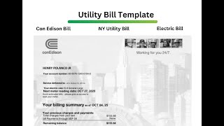 Con Edison Bill || Utility bill || Electric Bill Template #utilitybills #phonebill #electricbill