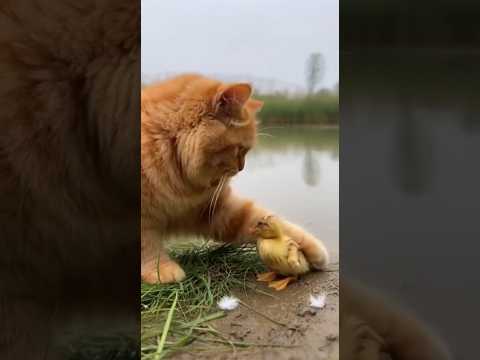 A Cat Saved This Duckling… Now They’re Best Friends 🐱🦆#animalrescue #rescuestory #catandduck #cat