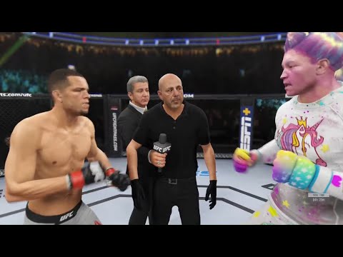 Nate Diaz vs. White Unicorn - EA Sports UFC 4 - Crazy UFC 👊🤪