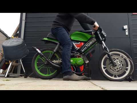 tomos dmp 65cc, motoplat inner rotor, ninja G3 Exhaust, 19mm carb.trickmetric Hammer clutch.homemade