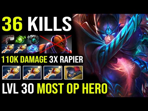 CRAZY 110K DAMAGE Triple Rapier Phantom Assassin 1 Shot Pirate Hat Vs 9 Slotted Godlike AM DotA 2