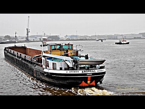 Schleusung GMS ANDREAS DA3986 MMSI 211460840 Emden hauling riverbarge Binnenschiff