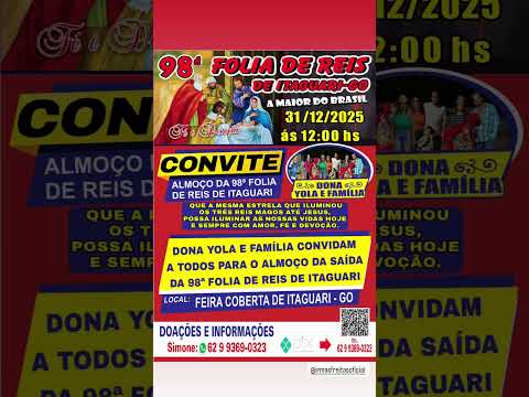 Folia de Reis de Itaguari Goiás - Convidamos a todos para o almoço da saída 98° Folia de Reis