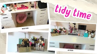 Clean with me - Makeup Vanity TIDY TIME - ASMR & Unpack my wedding makeup bag