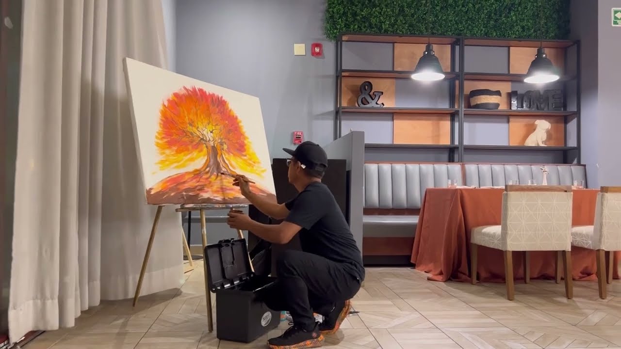 Live painting at secrets Playa mujeres