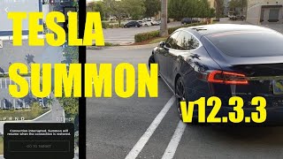 Tesla Summon Test Actually smart summon 12.3.3 FSD EAP Artificial Intelligence #4k #update