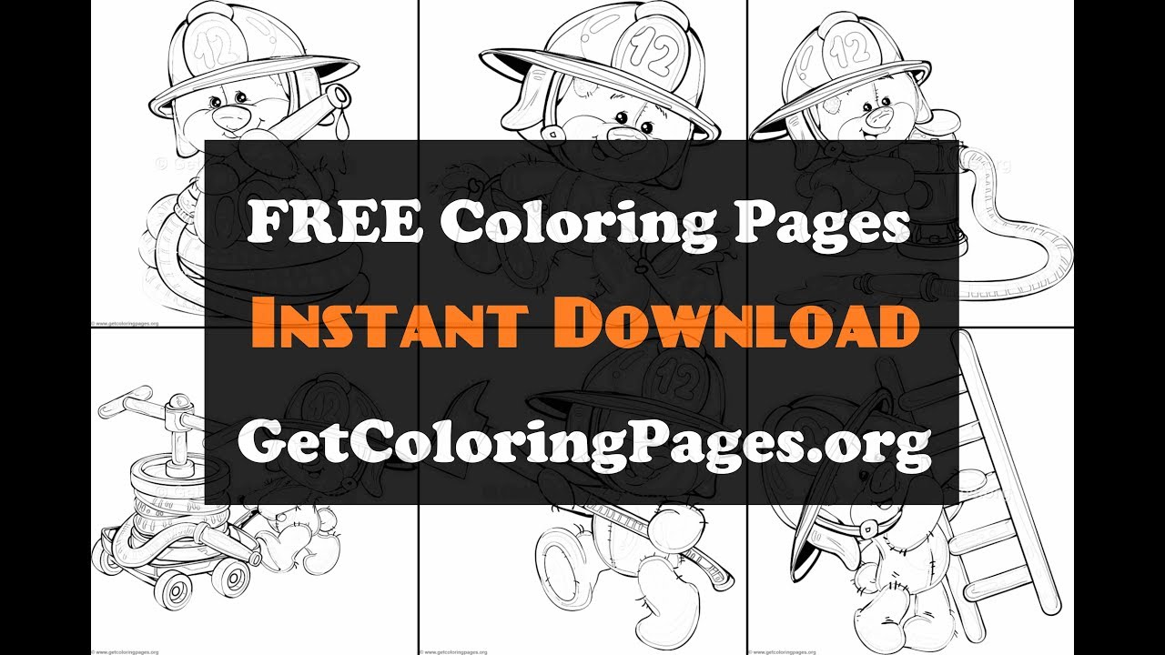 Free teddy bear fireman coloring pdf