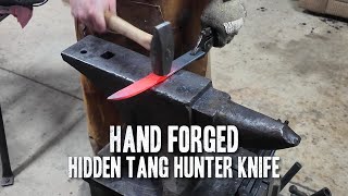 Hidden Tang Hunter Knife Hand Forged by Sword Wolf Forge per Client Request