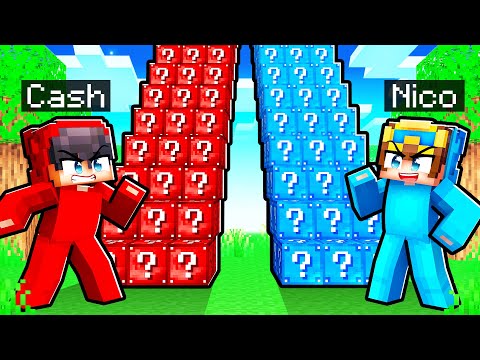 Insane Showdown: Nico vs Cash in Lucky Block Staircase Race!