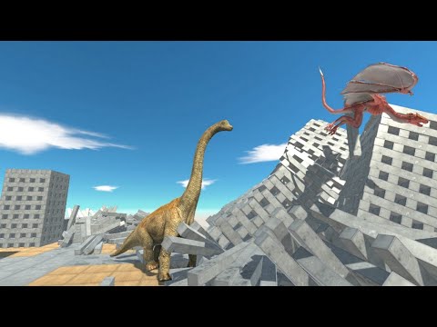 NEW BIGGEST UNIT BRACHIOSAURUS in Destroyable City vs ALL UNITS Animal Revolt Battle Simulator