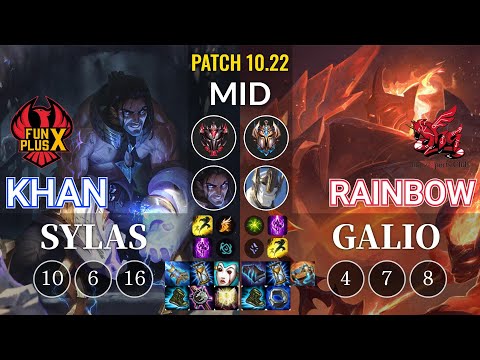 FPX Khan Sylas vs ahq Rainbow Galio Mid - KR Patch 10.22