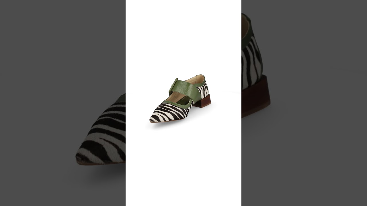 Scarpin Zebra Couro Salto Madeira Confortável