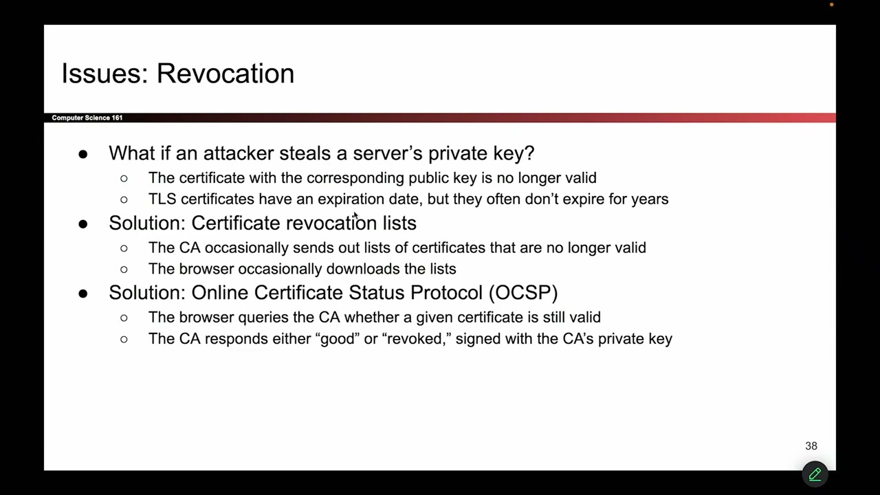 [Networking4, Video 16] Certificate Revocation