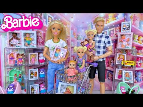Barbie & Ken Doll Family Shopping for Baby Dolls and Dollhouses