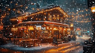 Snowfall with Soothing Jazz in Winter ~ The Space was Filled with Warm Lighting