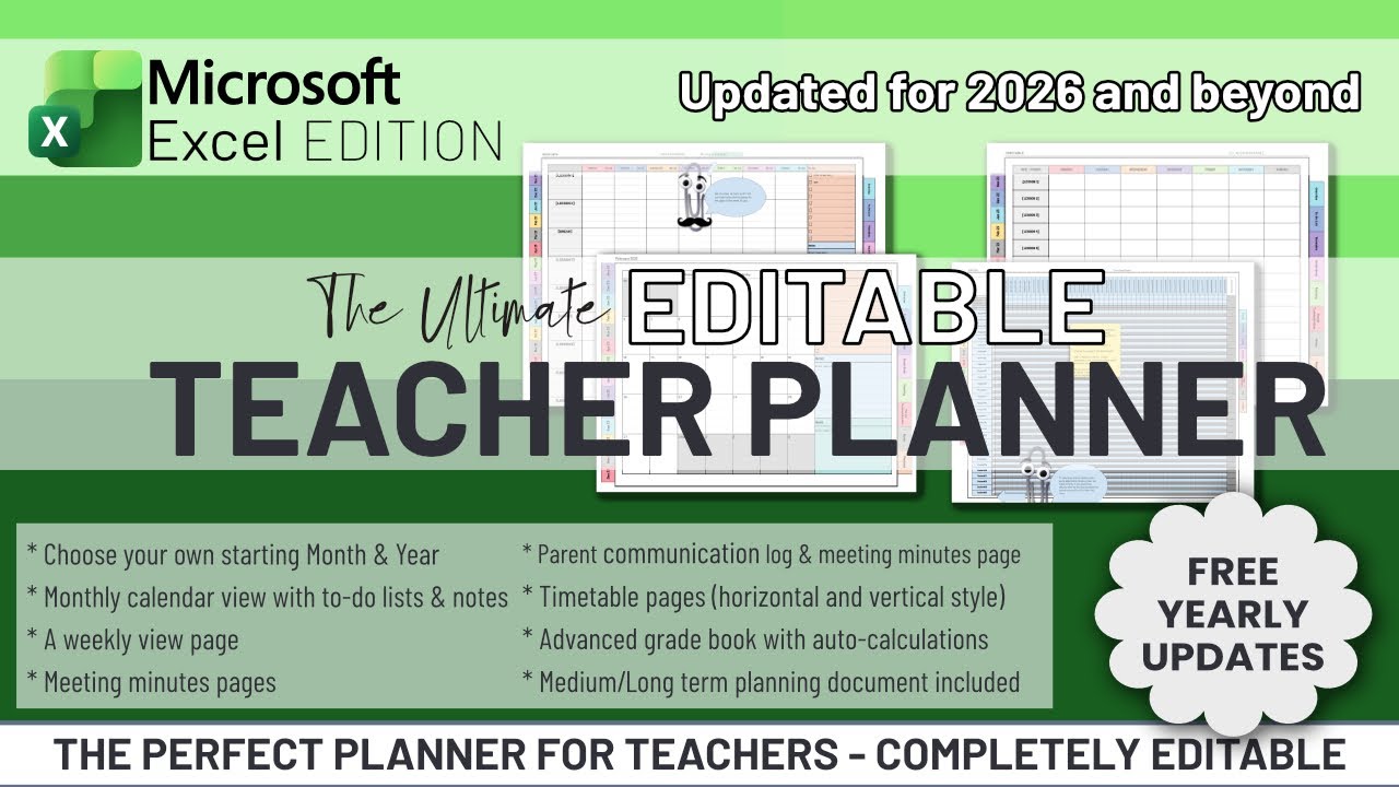 The Ultimate Editable Teacher Planner for Microsoft Excel | Comprehensive Guide | 2026 Edition