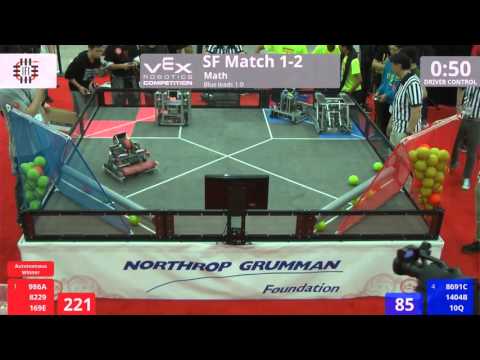 VEX Worlds 2016 - VRC HS Math - SF 1-2 (986A 8229 169E) 292 vs 286 (8691C 1404B 10Q)