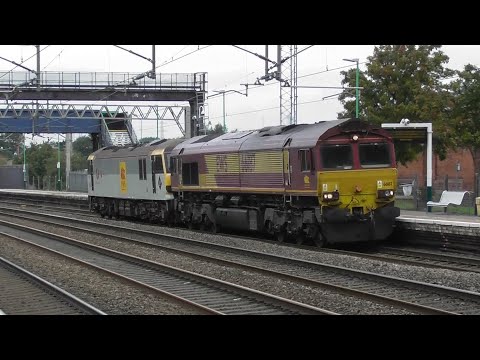 DB 66187 drags 92011 through Rugeley Trent Valley - 04/09/20