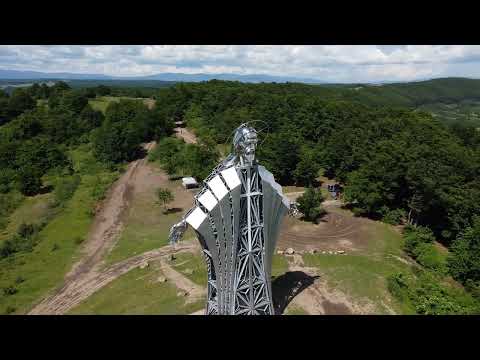 Statuia Inima lui Iisus - Bisericani - aerial view