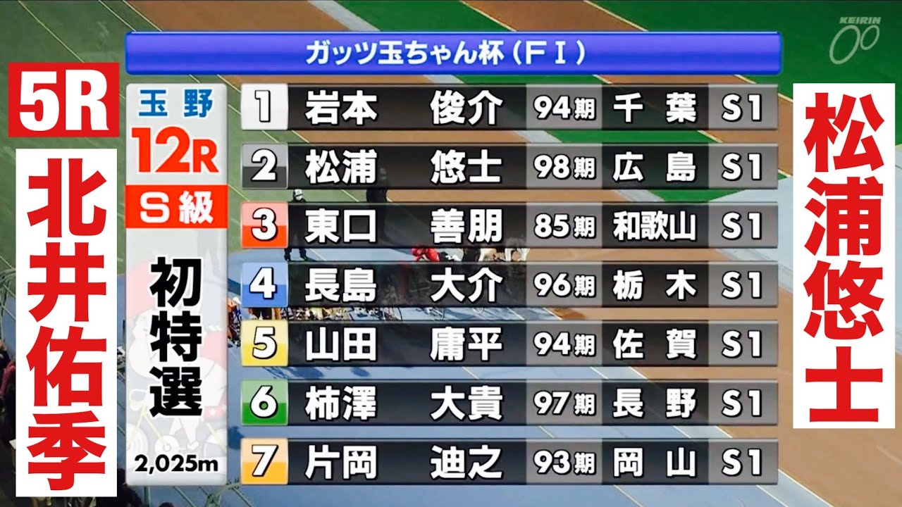 玉野競輪 12R松浦悠士 5R 北井佑季登場🤗ガッツ玉ちゃん杯