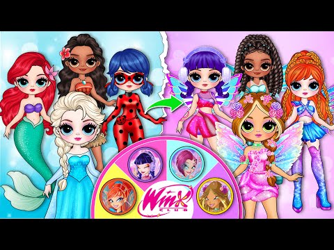 Disney Princess, Wednesday & Ladybug Glow Up Into Winx Club | DIY Fashion Paper Story