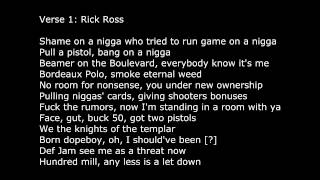 Rick Ross - What A Shame ft. French Montana Lyrics on screen