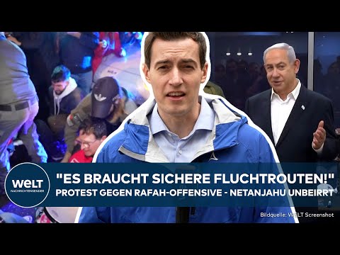 Video Thumbnail: KRIEG IN NAHOST: Protest gegen Rafah-Offensive "Es braucht sichere Fluchtrouten!" Netanjahu unbeirrt