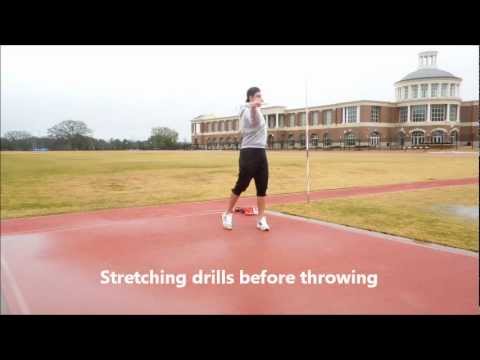javelin warm-up drills (flexibility) + throws