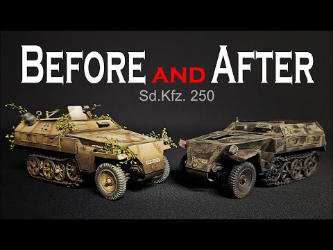 Before and After Sd.Kfz. 250/I Ausf.B (neu) from Das Werk for my next Diorama