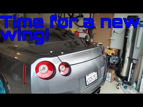 New Carbon Fiber wing install. Nissan GTR