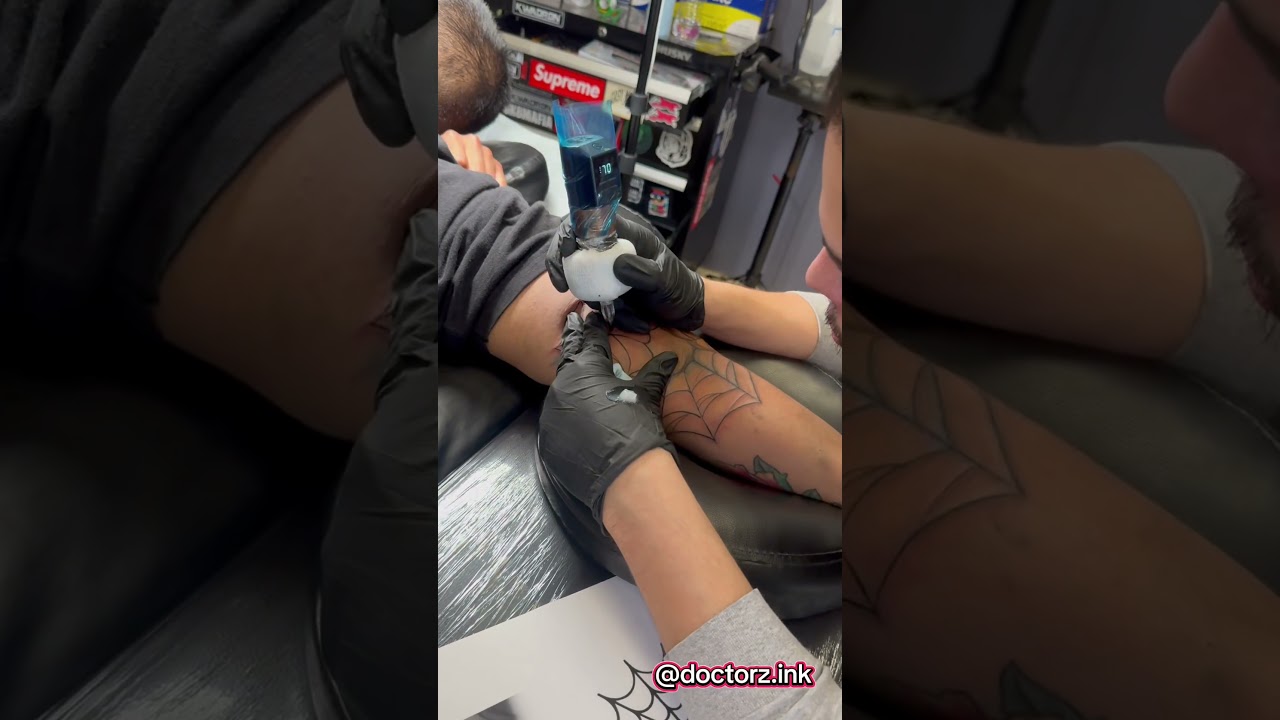 Spider Web Elbow Tattoo - Wylde Sydes Tattoo -  #wyldesydestattoo #tattoo #spiderwebtattoo