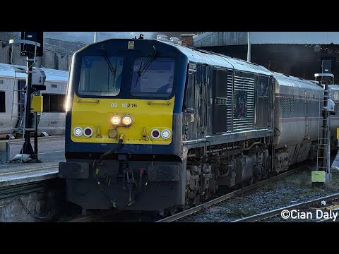 Irish Rail 201 Class Loco 216 + Enterprise Train + DVT 9001 - Dublin Connolly (20/11/25)