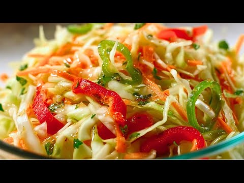 Do you have cabbage at home? Super juicy coleslaw with peppers and carrots with a delicious marinade