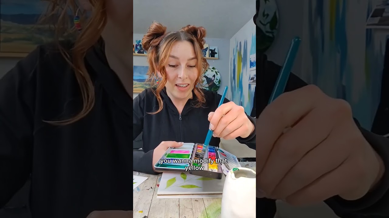 Easy two stroke watercolor leaves #watercolor #easyart