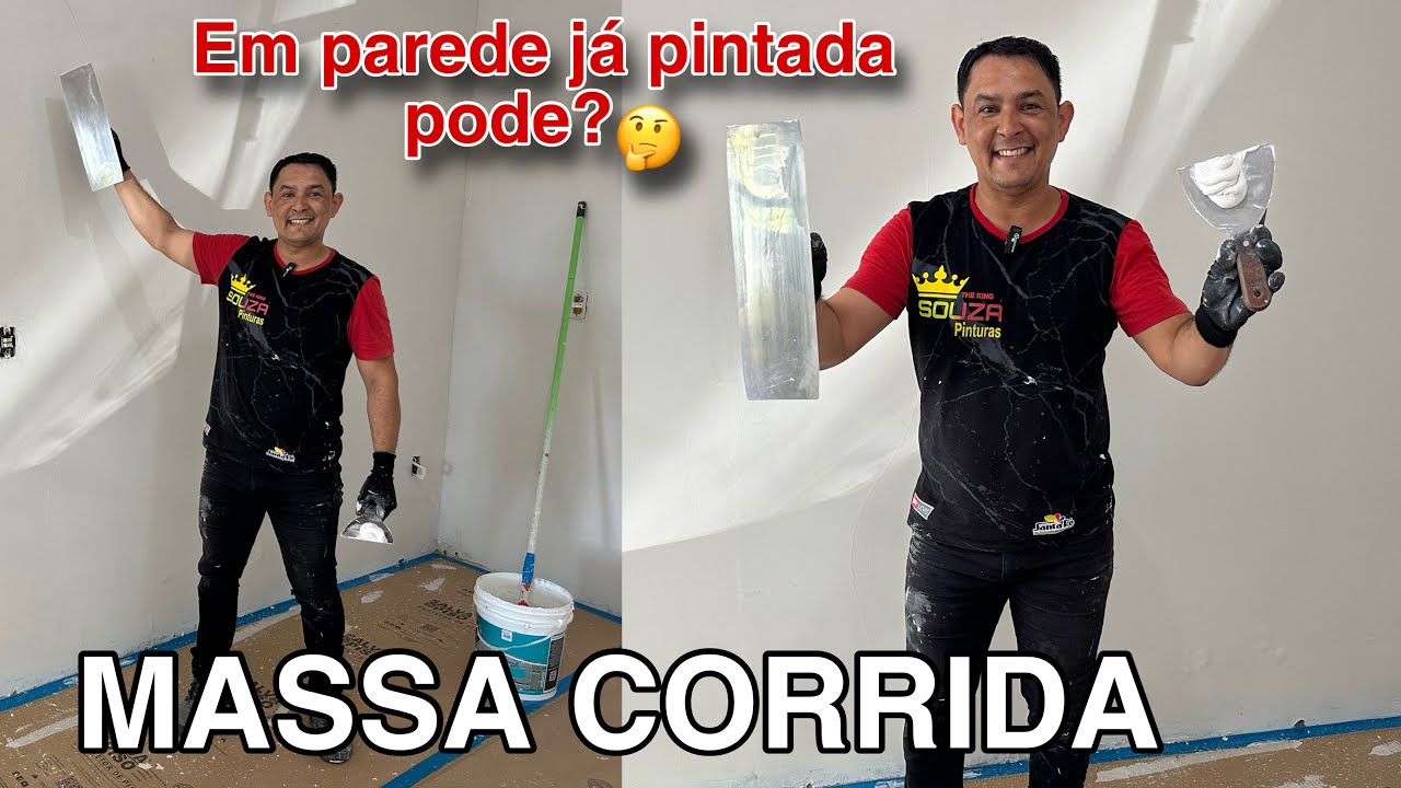 COMO PASSAR MASSA CORRIDA COM ROLO: PAREDE JÁ PINTADA 😱será se pode?🤔 #massacorrida
