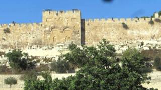 preview picture of video 'The Western Wall of the Temple Mount including the Golden Gate, Jerusalem (taken from Gethsemane)'