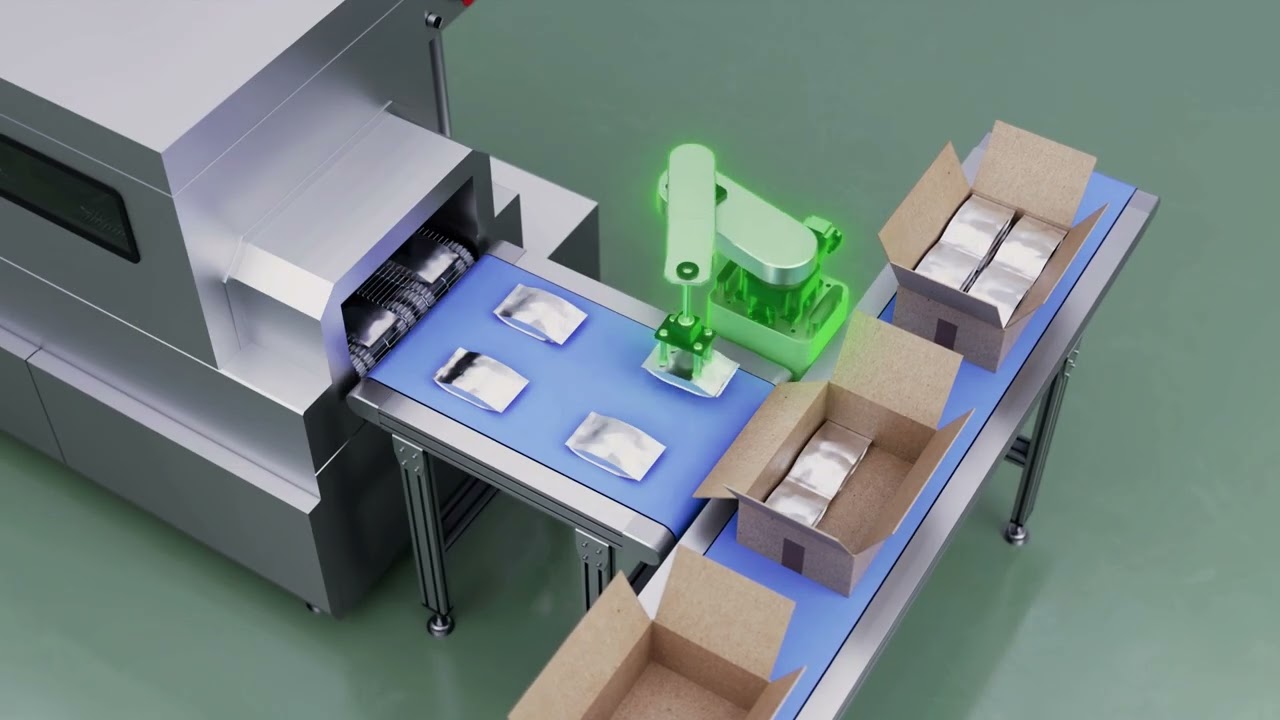 Compact SCARA robot for food packaging machine