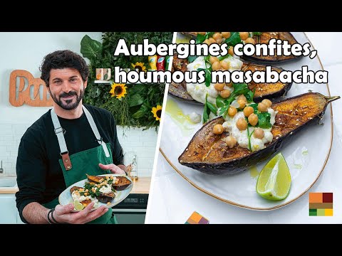 Aubergines confites, houmous masabacha