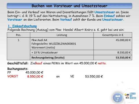 Buchen von Vorsteuer und Umsatzsteuer