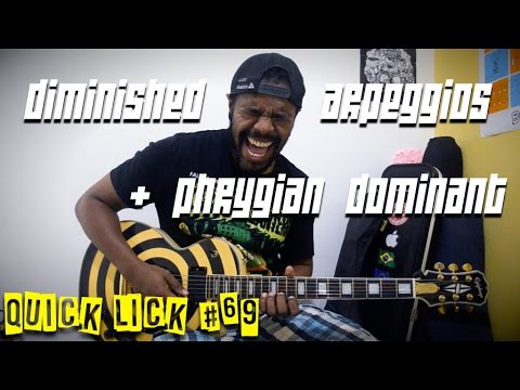 Sweep picking diminished 7th arpeggio + phrygian dominant (with TABS!) - Quick Lick #69