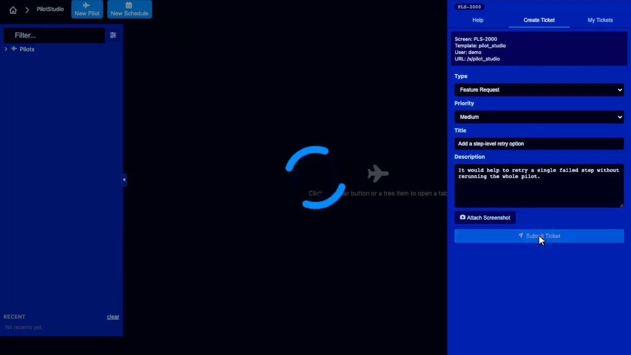 Get help without leaving your work — file a ticket in one click