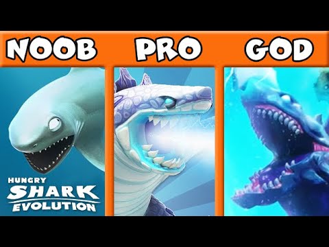 NOOB vs PRO vs GOD (LUMINITE) (HUNGRY SHARK EVOLUTION)