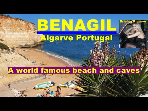 Driving to BENAGIL (Algarve Portugal) caves, rock formations, tiny beach, relaxing music 7/2021 HD