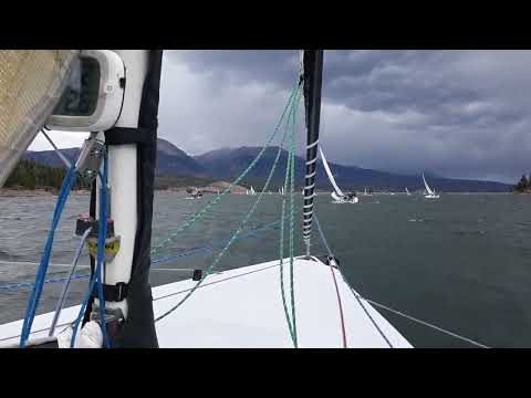 Heavy storm Lake Dillon Colorado, Dillon Open 8-2022, one Melges 24 "Tiki" 30 to 35+ gusts